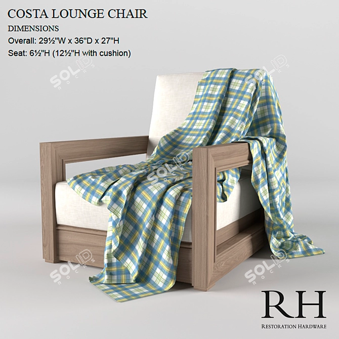 Costa Lounge Chair: Ultimate Comfort in Style 3D model image 1