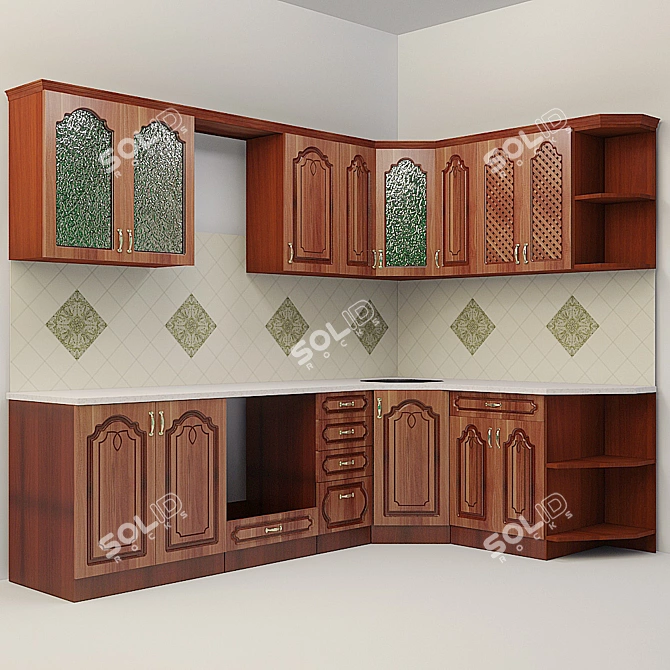 Customizable Kitchen Set 3D model image 1