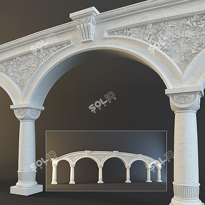 Elegant Colonnade Structure 3D model image 1