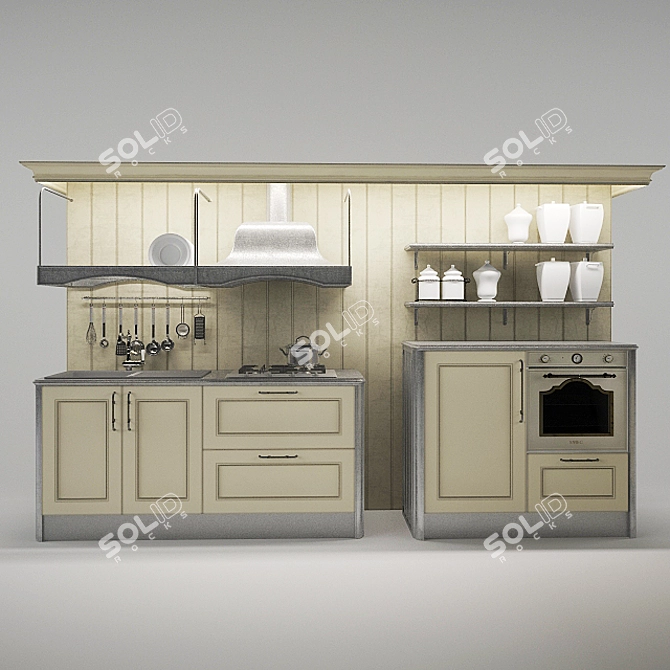 Modern Italian Kitchen "Ambra" by Gatto 3D model image 1