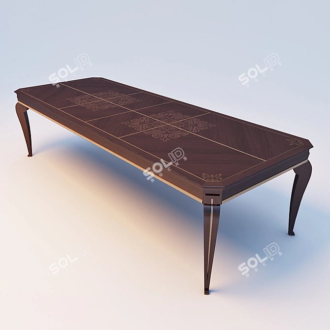 Italian Dining Table - Long & Stylish 3D model image 1