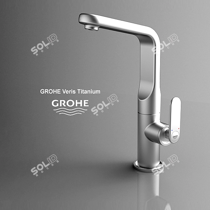 Sleek Titanium Bathroom Faucet 3D model image 1