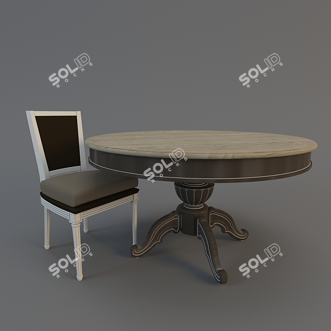 Elegant Dining Set 3D model image 1