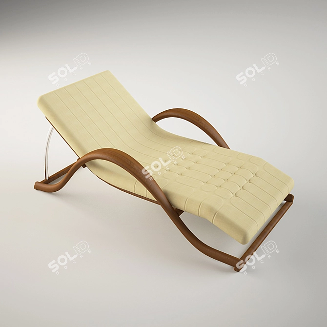 Wooden Frame Sunbed 3D model image 1