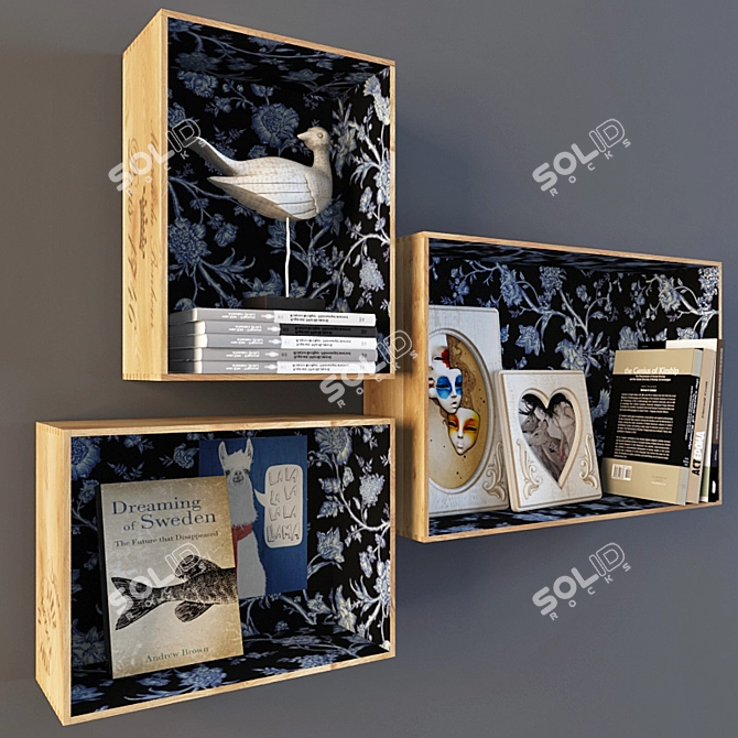 Vintage Box Shelves 3D model image 1