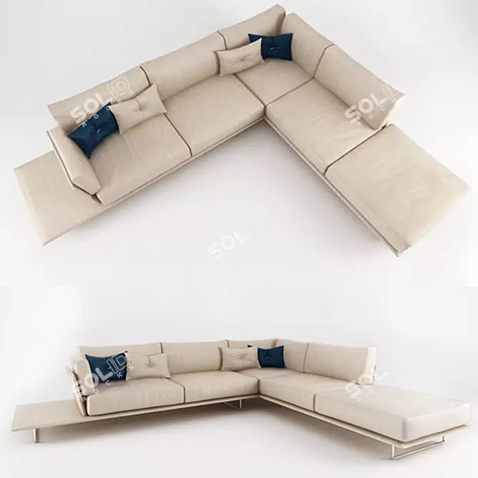 Elegant Comfort Seater Sofa 3D model image 1