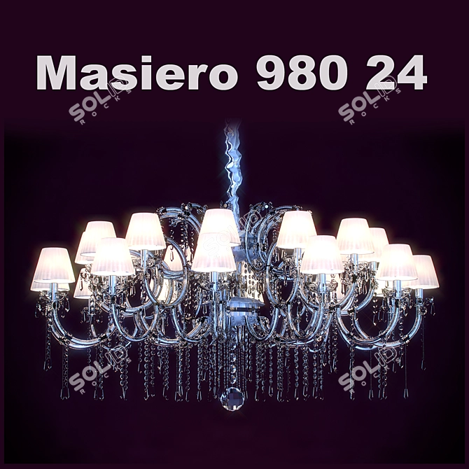 Title: Masiero 980 24-Light Metal Chandelier 3D model image 1