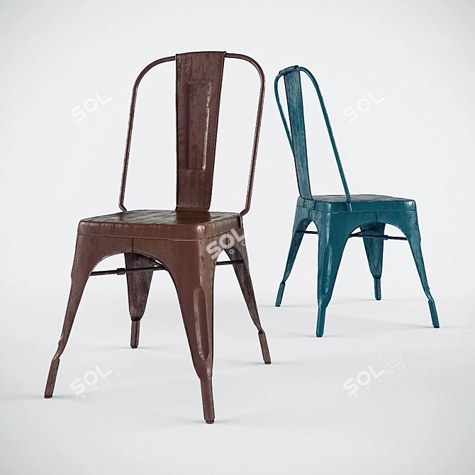 Classic Tolix Chair - Industrial Chic 3D model image 1