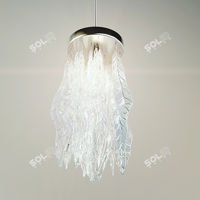 Elegant Glass Feather Pendant Lamp 3D model image 2