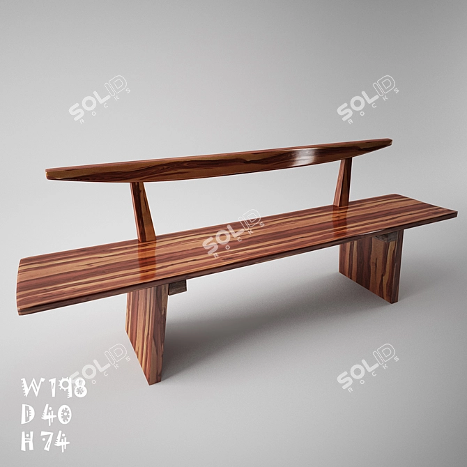 Sleek Modern Tomahawk Bench 3D model image 1