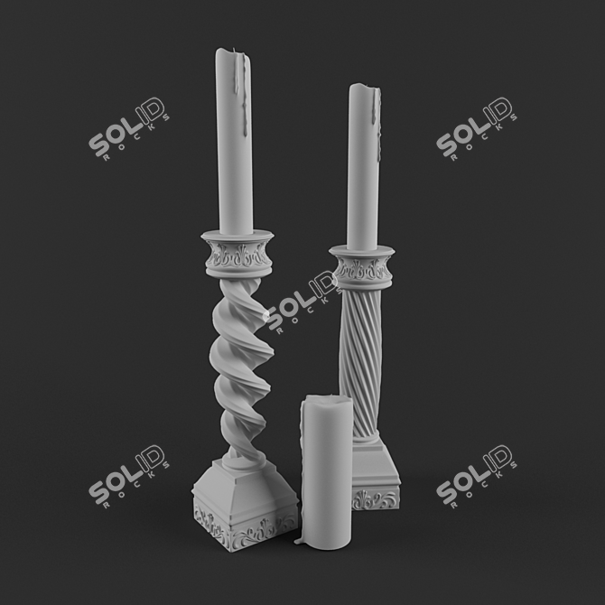 Elegant Candle Holders 3D model image 2