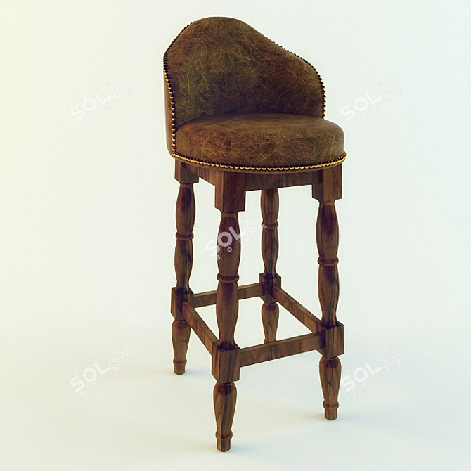 Elegant Bamboo Bar Chair 3D model image 1