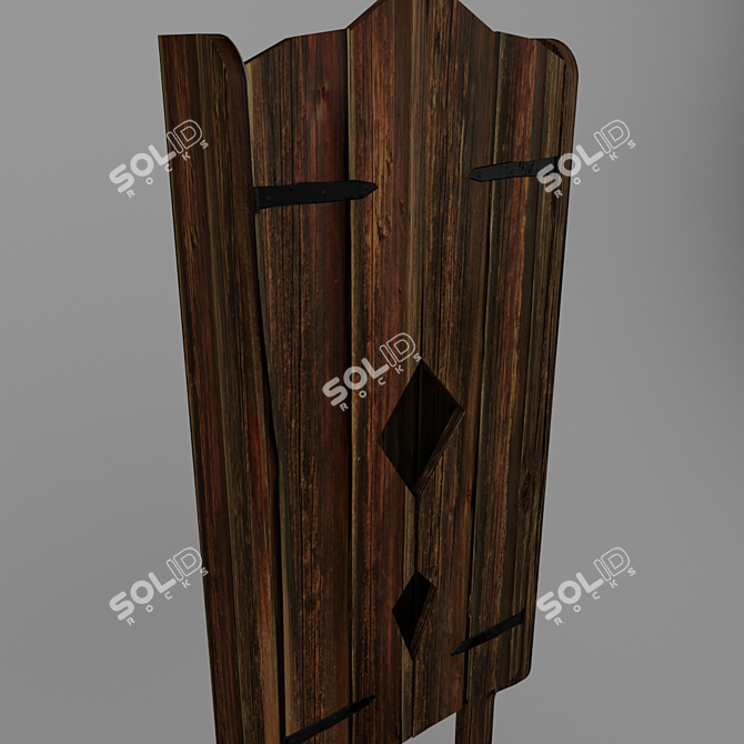 Title: Rustic Wood Toilet 3D model image 3