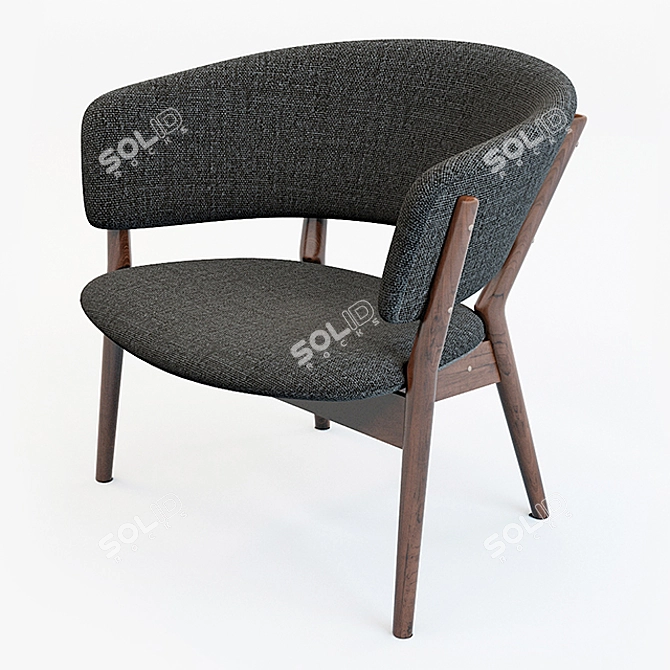 Sustainable Wooden Lounge Chair 3D model image 1