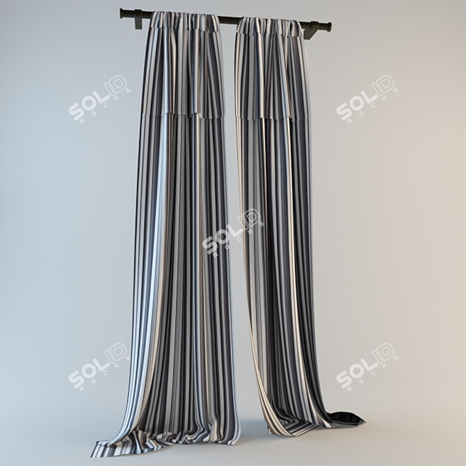 Elegant Striped Curtains for Stylish Homes 3D model image 1