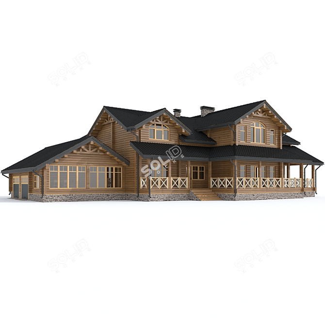 Cozy Log Home Retreat 3D model image 1