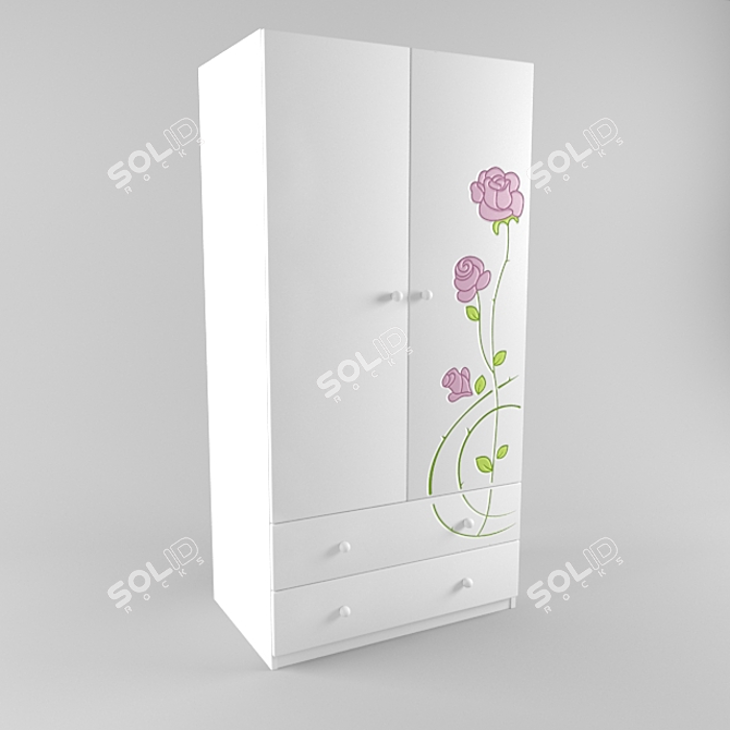 Elegant Rose Wardrobe 3D model image 1