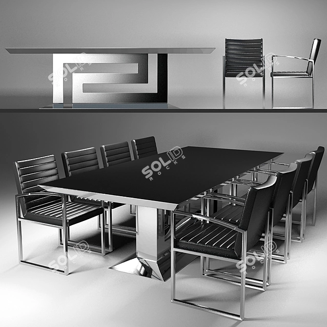 Luxury Versace Greca Grand Dining Set 3D model image 1