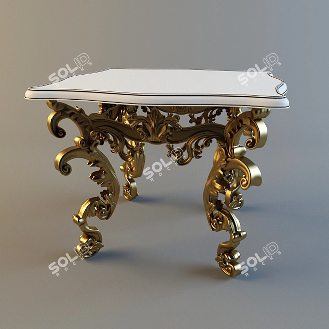 Luxury Golden Dining Table 3D model image 1