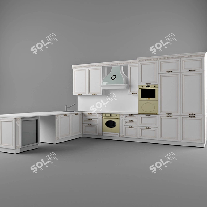 MERANO Italian Facades Kitchen & Extractor 3D model image 1