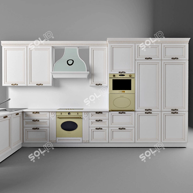 MERANO Italian Facades Kitchen & Extractor 3D model image 2