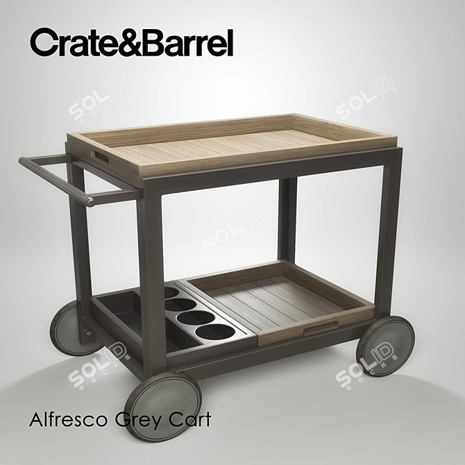 Sleek Grey Alfesco Cart 3D model image 1