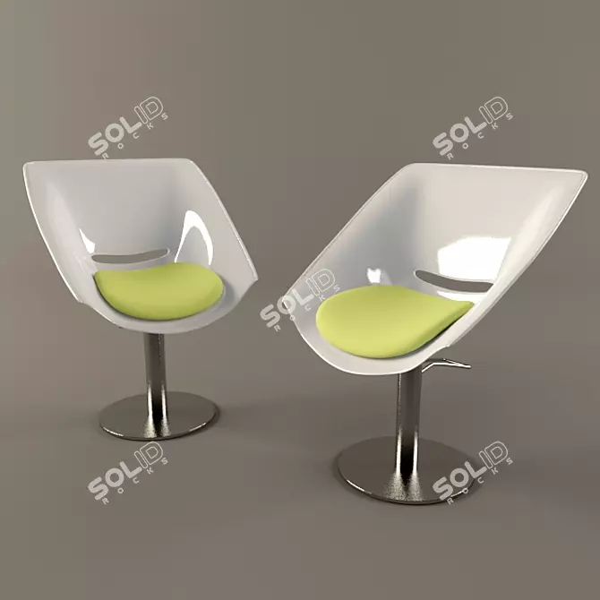 Sleek White Plastic Chair 3D model image 1