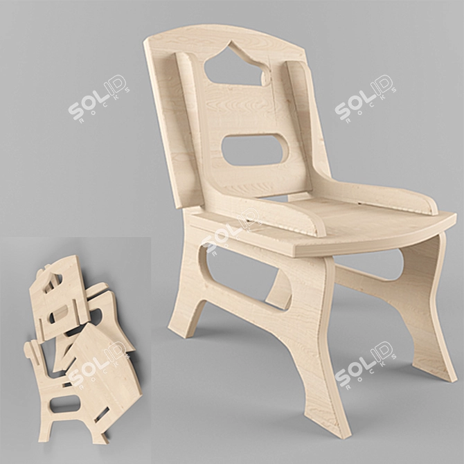 Title: Ethnic Style Folding Chair 3D model image 1