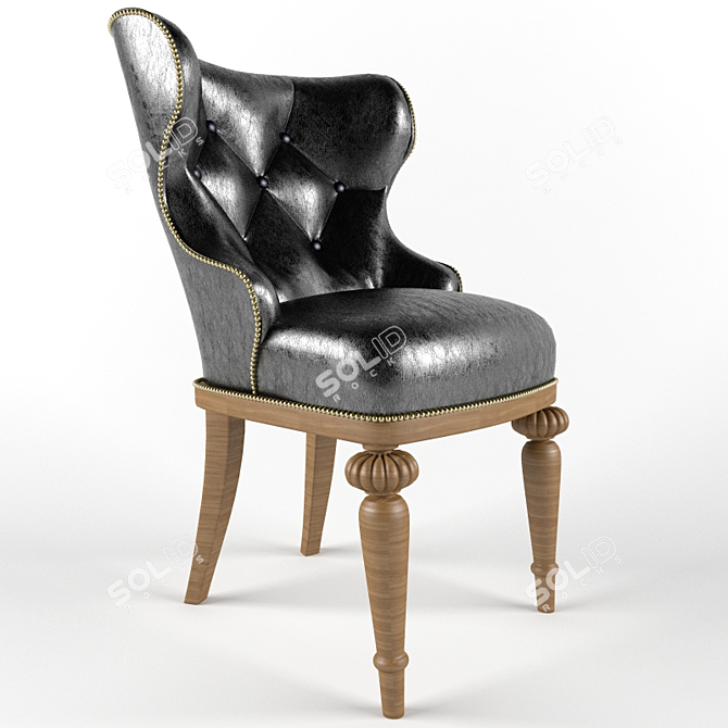 Elegant Tufted Armchair 3D model image 1