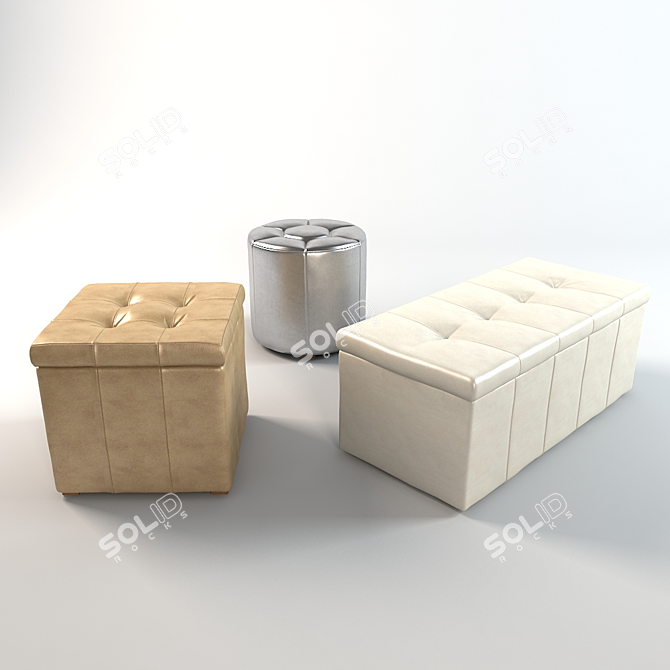 Title: Elegant Textured Ottomans 3D model image 1