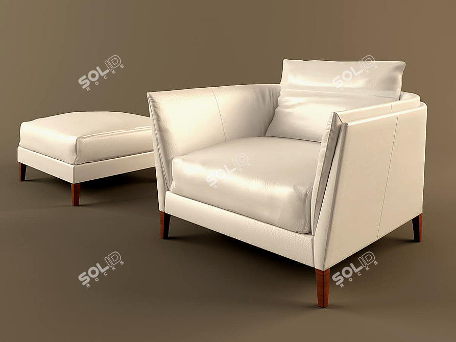 Modern Chair and Ottoman Set 3D model image 1