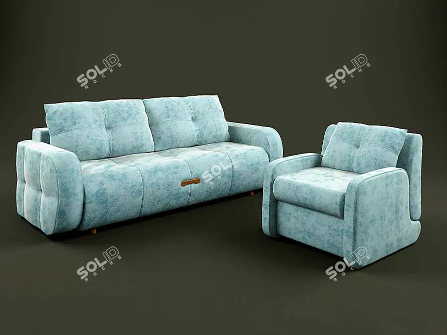 Title: Modern Pushe Sofa and Armchair 3D model image 1