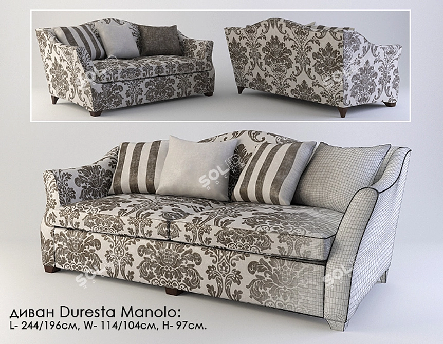 Elegant Duresta Manolo Sofa 3D model image 1