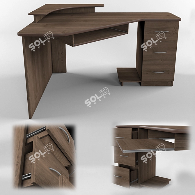 Corner Computer Desk 3D model image 1