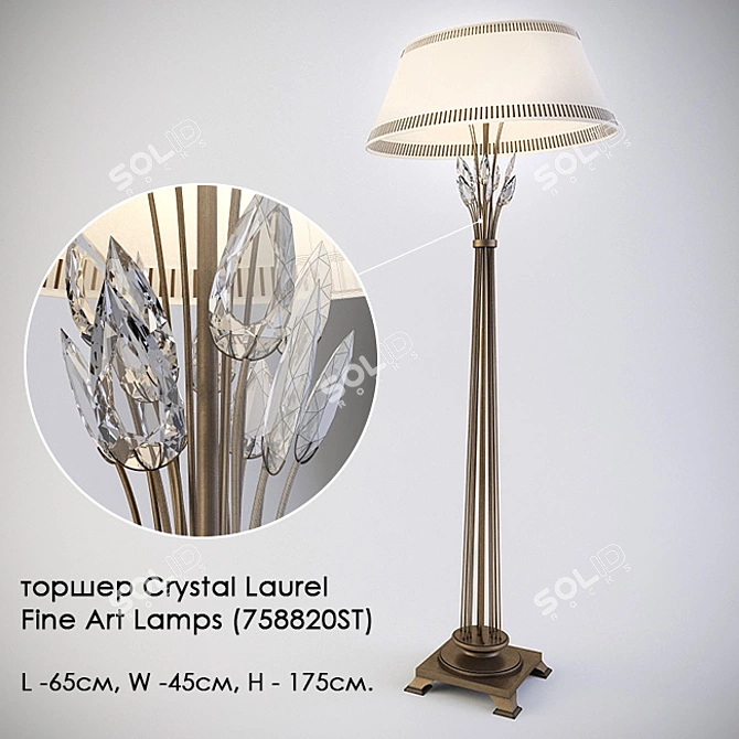 Elegant Crystal Floor Lamp 3D model image 1