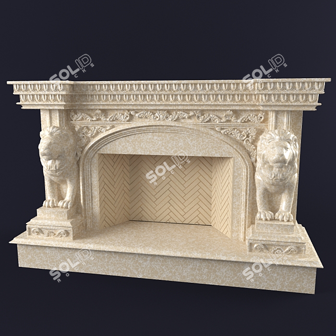 Elegant Marble Fireplace: Carved Stone Masterpiece 3D model image 1