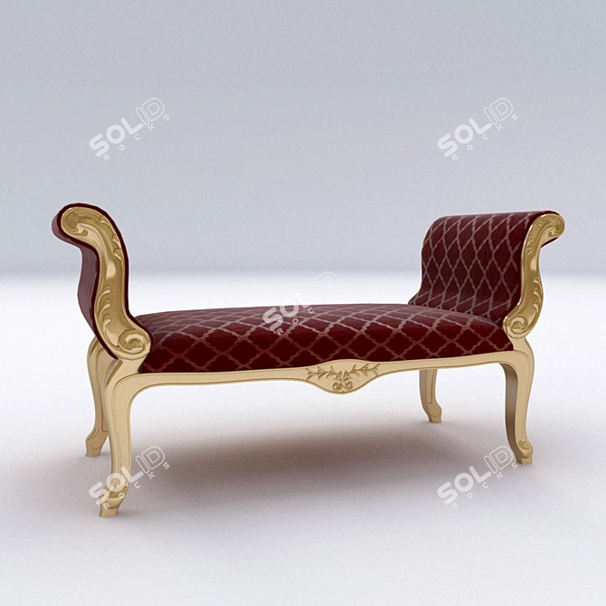 Vintage Wooden Bench 3D model image 1