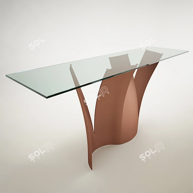 Sleek Chrome Glass Console 3D model image 1