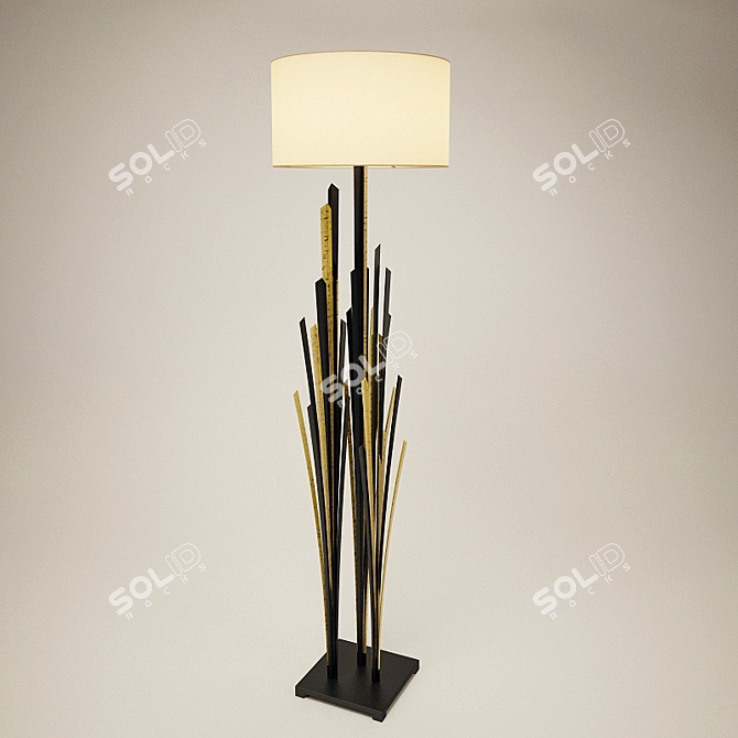 Elegant Marsh Reed Floor Lamp 3D model image 1