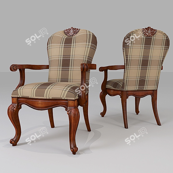 Elegant Continental Settee 3D model image 1