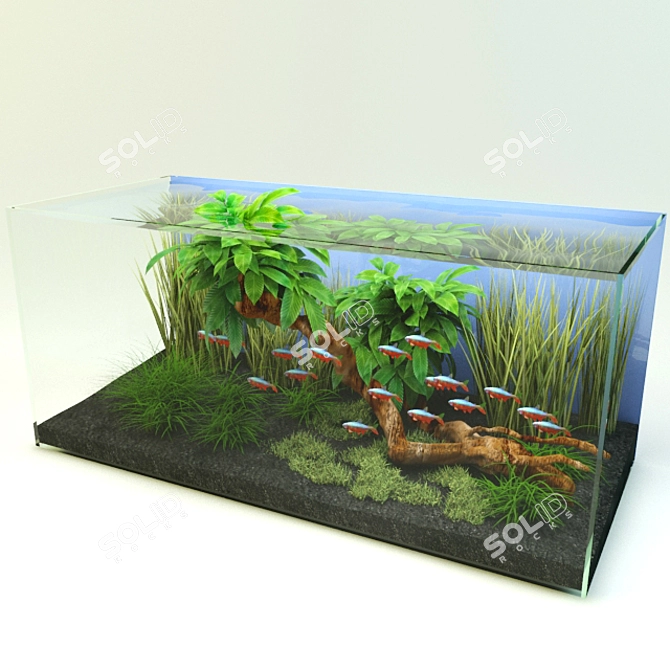 Vibrant Oasis: Compact Aquarium 3D model image 1