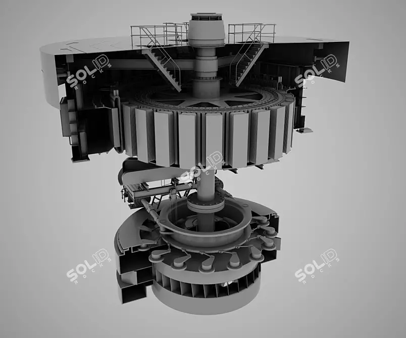 Hydro Power Turbine 3D model image 1