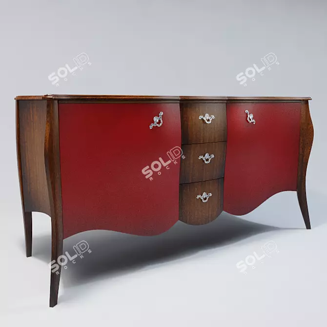 Wooden Painted Chest of Drawers 3D model image 1