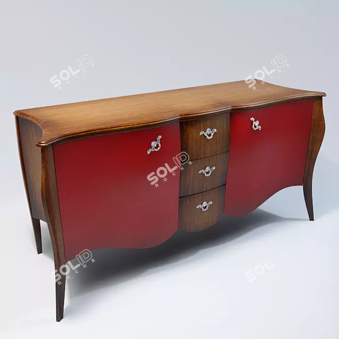 Wooden Painted Chest of Drawers 3D model image 3