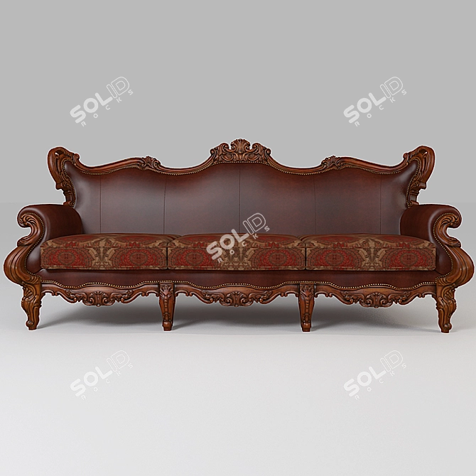 Elegant Three-Seat Sofa 3D model image 1