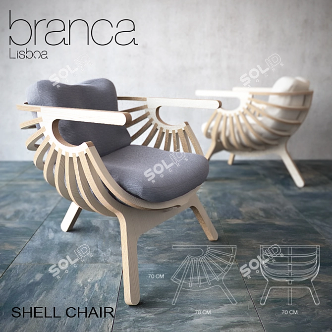 Birch Plywood Shell Chair 3D model image 1