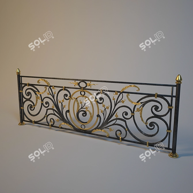 Elegant Iron Balcony Fencing 3D model image 1