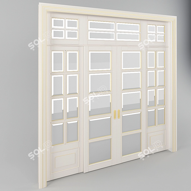 Classical Sliding Door with Faceted Frosted Glass 3D model image 1