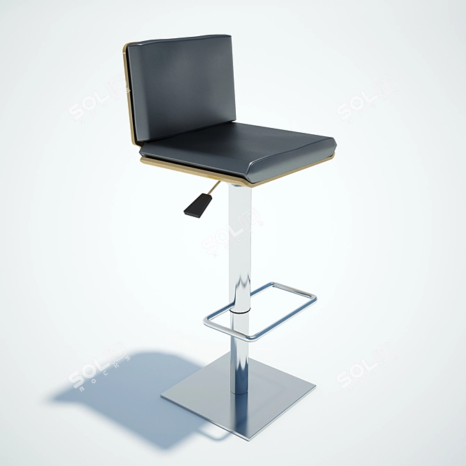 Negroni Bar Stool: Contemporary Elegance in Wood & Leather 3D model image 1