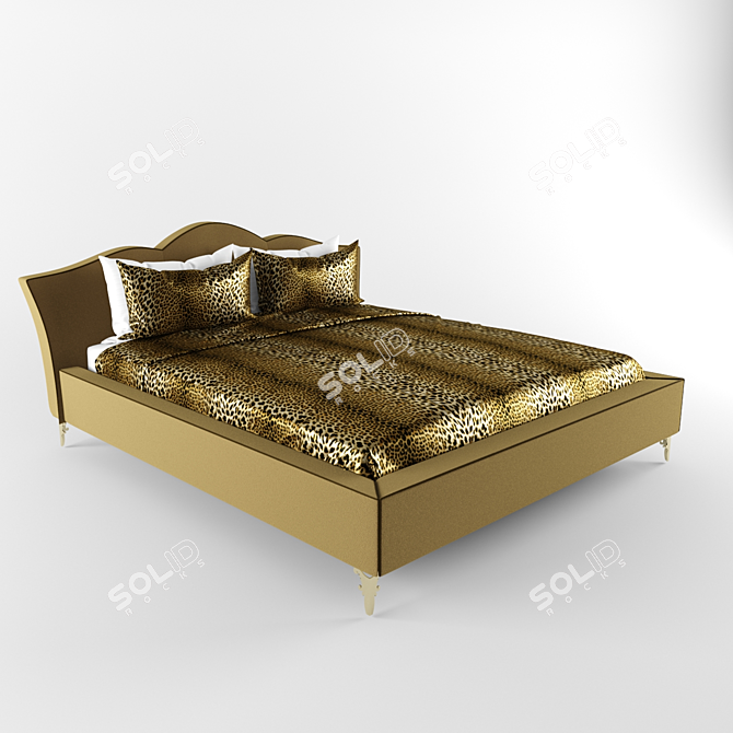 Luxury Bed with Cavalli Style 3D model image 1
